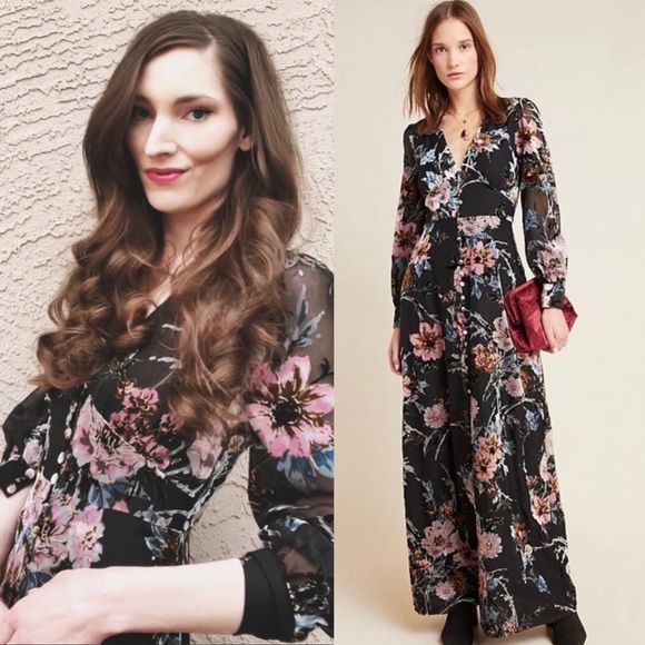 Anthropologie Dresses & Skirts - YUMI KIM ✨NWT✨ Floral Velvet Burnout Maxi Dress